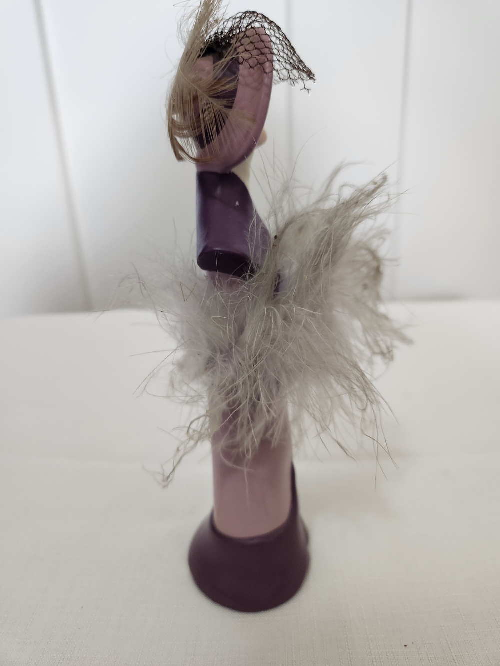 Vintage Enesco Lavender and Feathered Lady Figurine - Picture 5 of 8